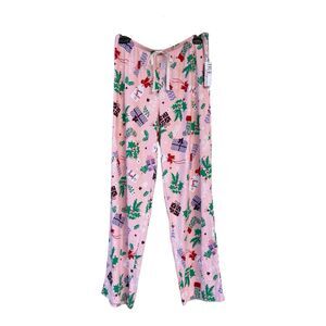 NWT Hue Sleepwear Women's Holiday Festive Comforts Joy Pajama Pants Pink Print